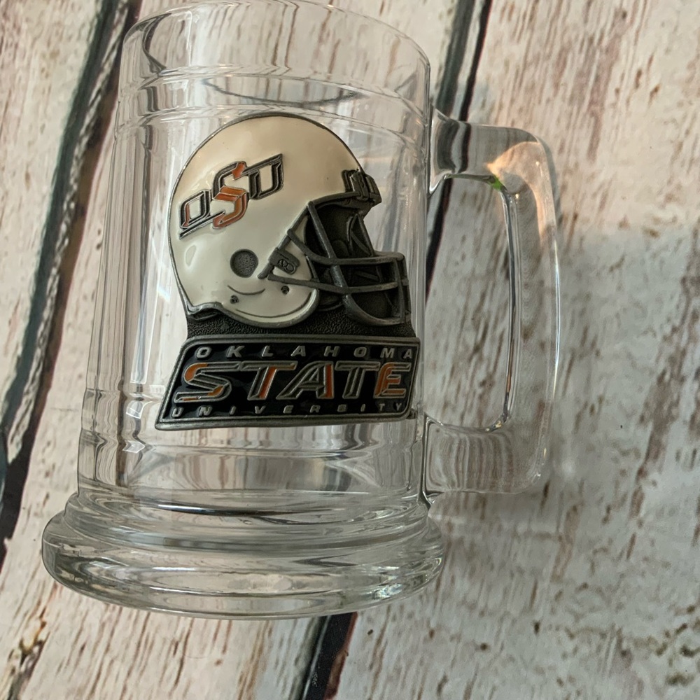 Oklahoma State Glass Pewter Beer Mug Stein Tankard‎